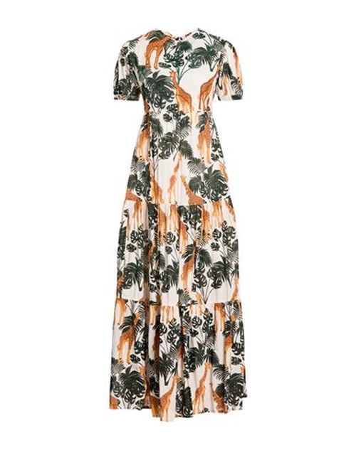 Woman Maxi dress Dark green Size L Cotton