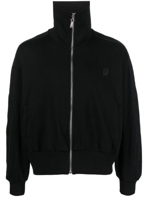 Logo-embroidered zip-up sweatshirt - Black