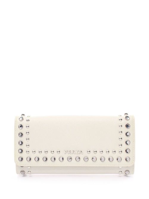 2000s studded leather wallet - White