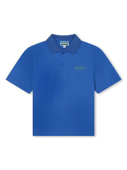 Logo-print piqué-weave polo shirt - Blue