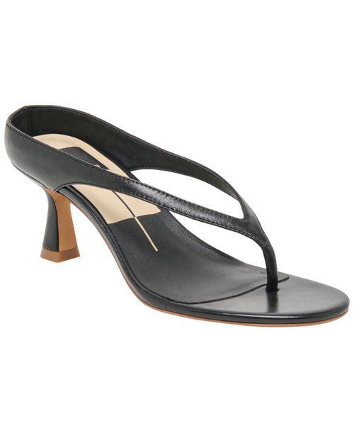 Women's Doreen Round Toe Thong Dress Sandals - Black Leather