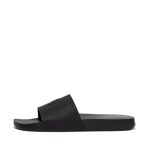 IQUSHION Pool Slides Rubber, Outlet, All Black, Size: US 8