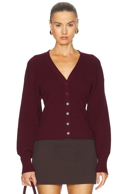 L'Academie by Marianna Monnie Knit Cardigan in Burgundy