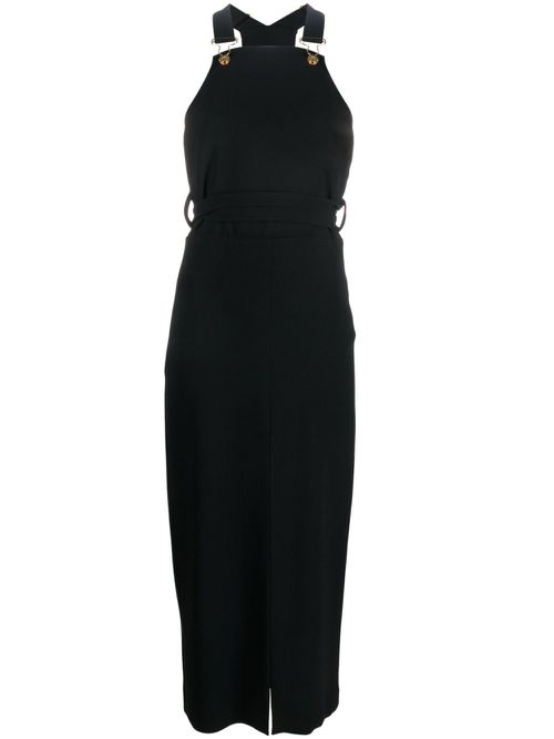Front-slit dungaree dress - Black