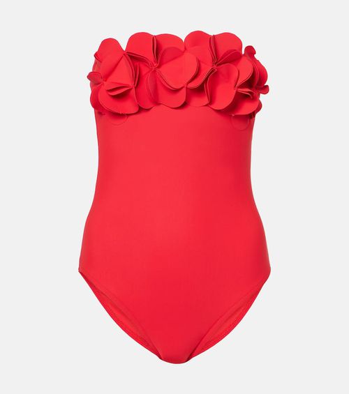 Tess floral-appliqué bandeau swimsuit