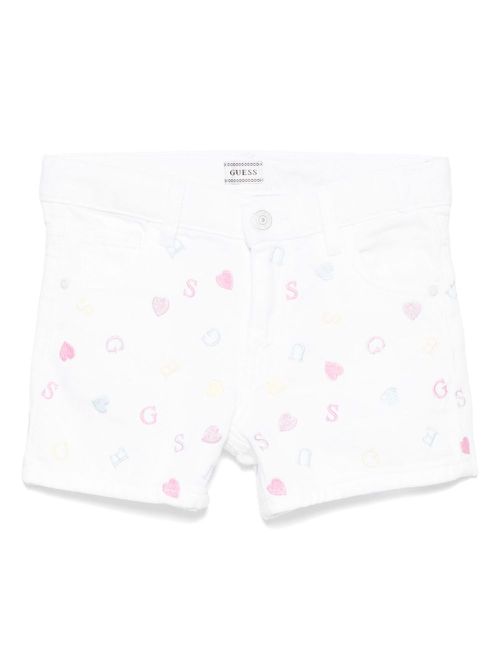 Guess kids embroidered denim shorts - White