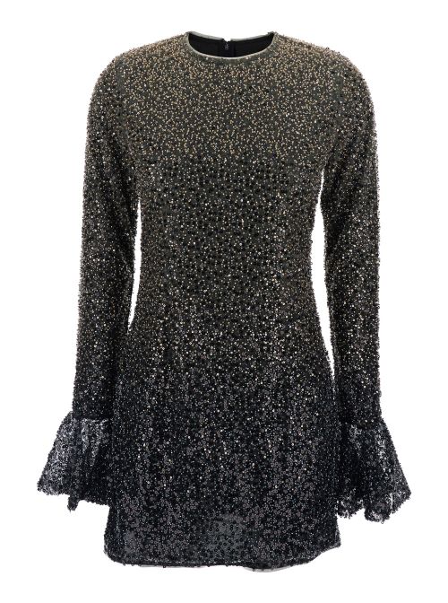 Beaded Metallic Dress — Black