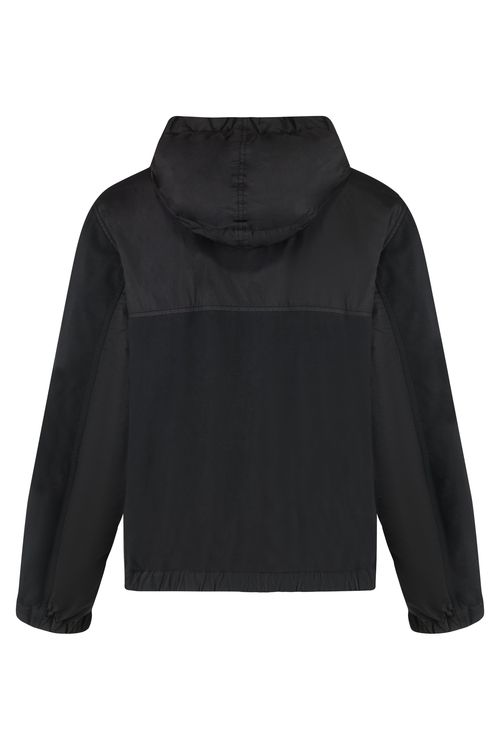 Hooded Technical Polyamide Raincoat — Black