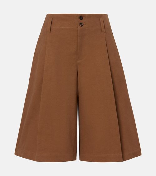 Chloé Pleated cotton canvas Bermuda shorts