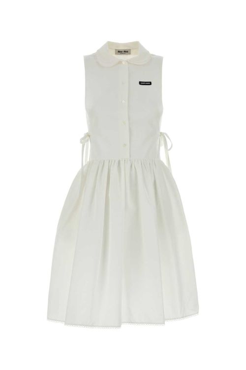 Cotton-Linen Shirt Dress Dress — White