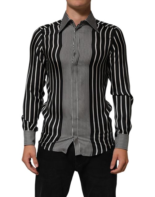 Silk Striped Shirt — Black