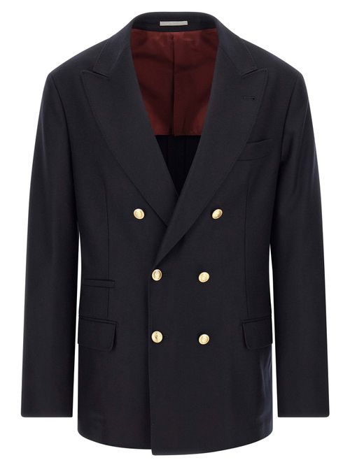 Double-Breasted Virgin Wool Blazer — Navy