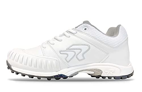 Ringor RIP-IT Flite Softball Turf Shoes with Pitching Toe - Lightweight and Durable Softball Shoes for Women - Black and White