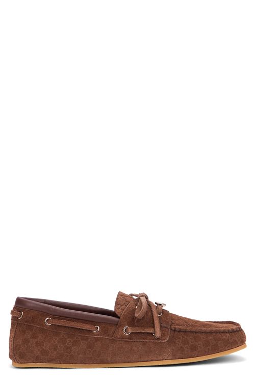 Suede Calf Skin Boat Shoe — Brown