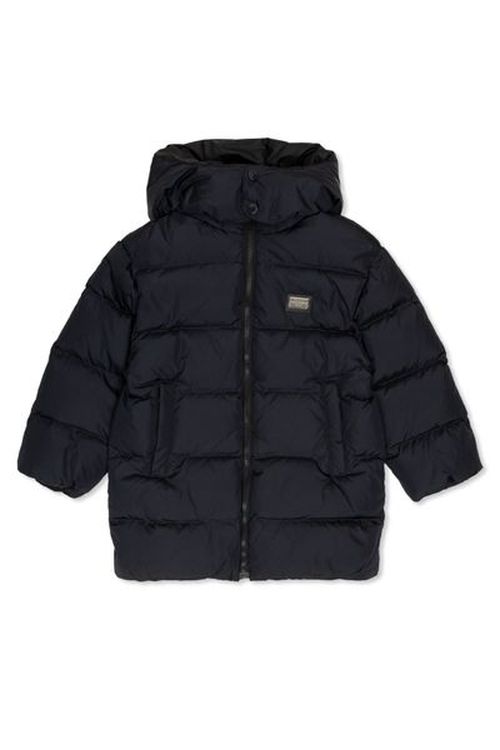 Dolce & Gabbana Kids Logo Printed Hooded Down Jacket