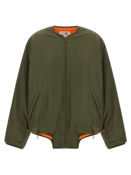 Bicolor Polyamide Bomber Jacket — Green