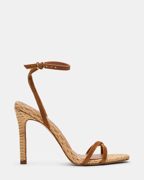 Steve Madden Women's Jypsey Raffia Strappy Heels - Chestnut Suede