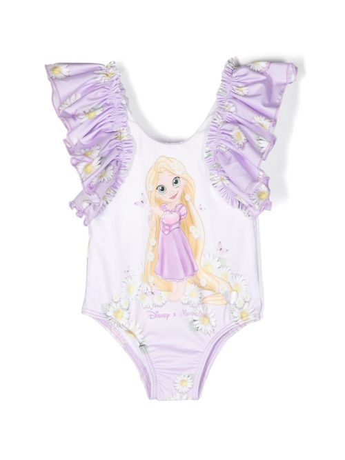 X Disney graphic-print ruffled swimsuit - Purple