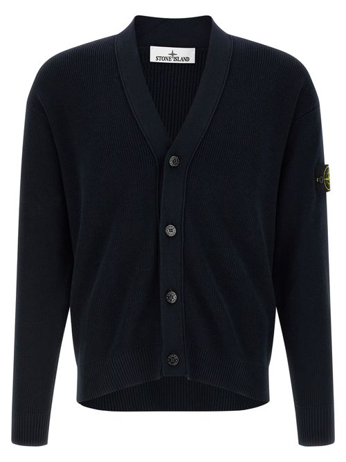 Ribbed Cotton Cardigan — Navy