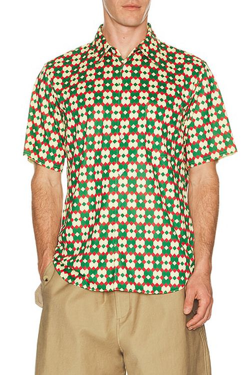 COMME des GARCONS Homme Plus Button Down Shirt in Yellow Green & Red - Yellow. M also in L, XL/1X
