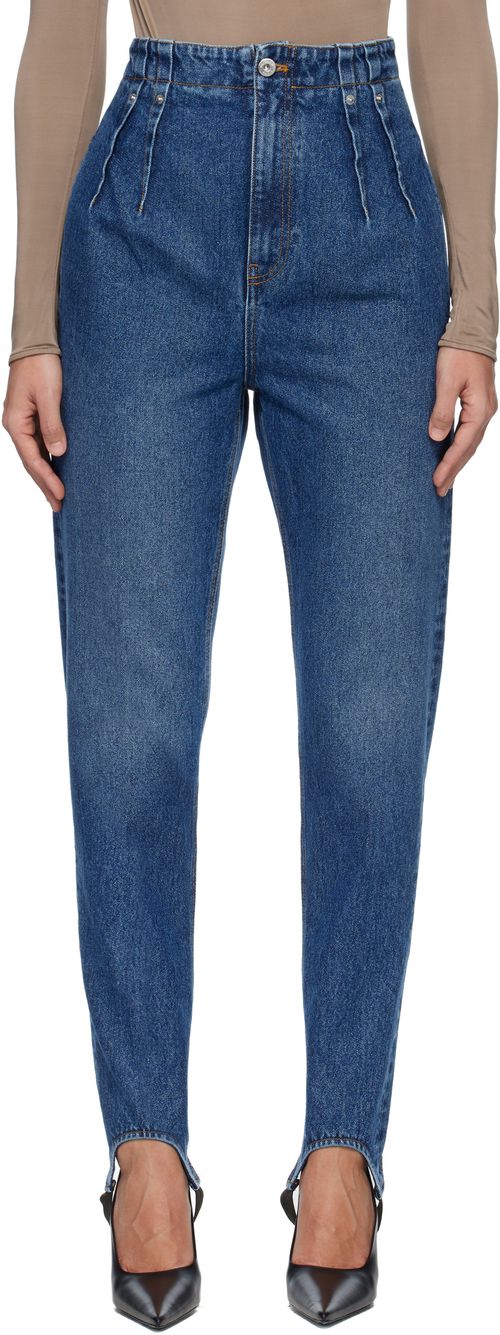 Blue Denim Cigarette Stirrup Jeans