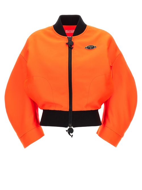 -Neon Logo Bomber Jacket Giacche Arancione-Donna