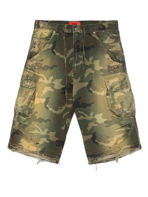 424 camouflage-pattern shorts - Green