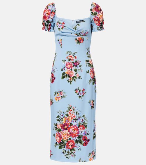 Floral silk-blend midi dress