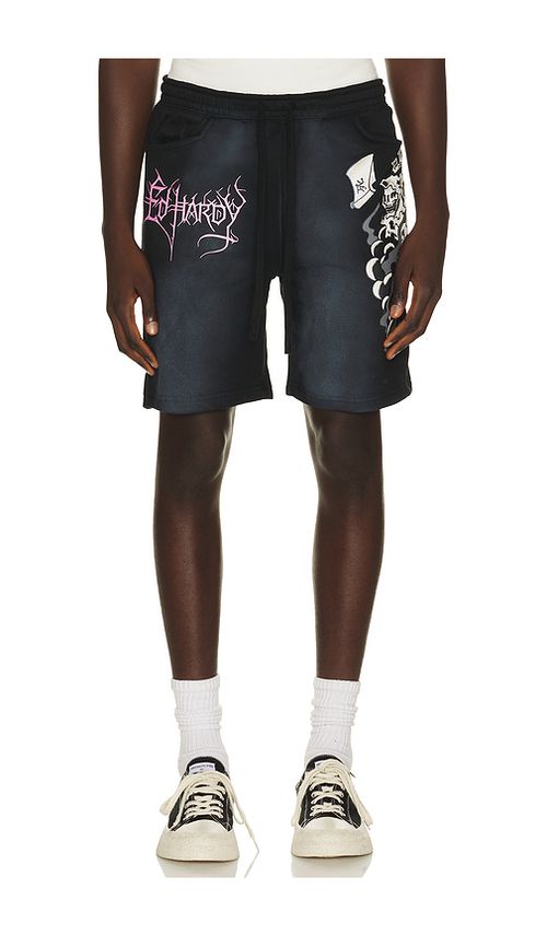 Ed Hardy Reaper Fleece Short in Black. XL/1X. Also in S