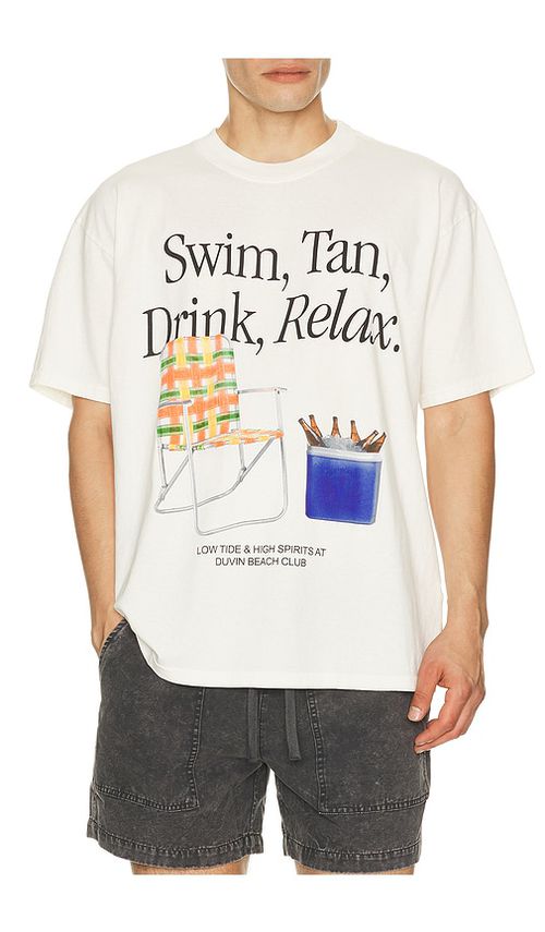 Duvin Design Swim Tan Relax Tee in Cream. - S also in M, L, XL/1X