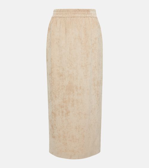 Corduroy pencil midi skirt