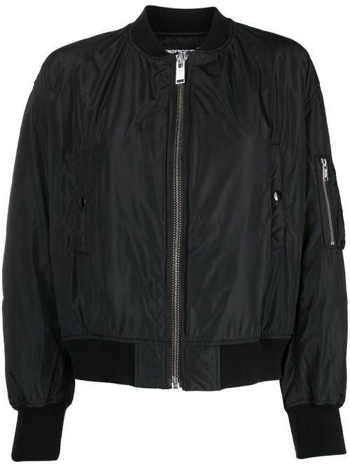 Embroidered-design bomber jacket - Black