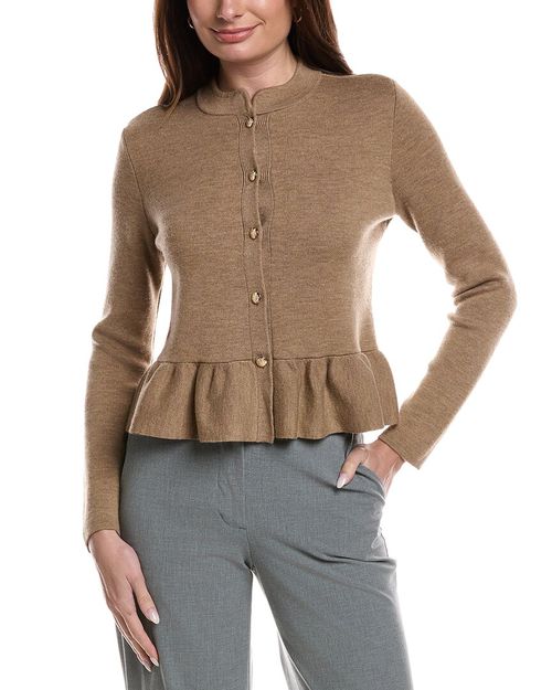 Merino Wool Peplum Sweater Jacket