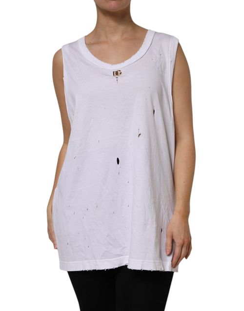 Logo-Embellished Cotton Tank Top — White