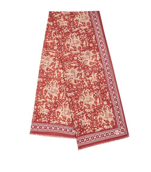 Wool-Silk Elephant Print Scarf