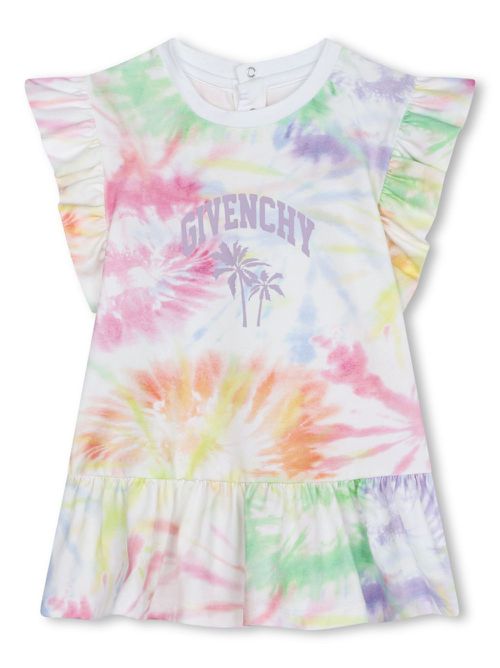 Fireworks-print flared dress - White