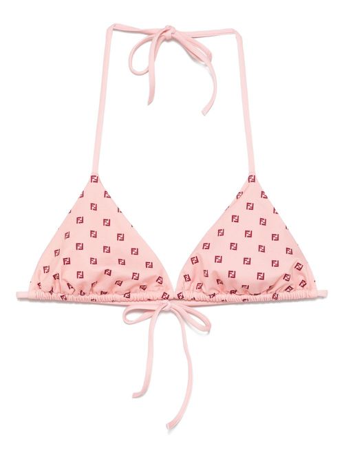 Logo-print triangle bikini top - Pink