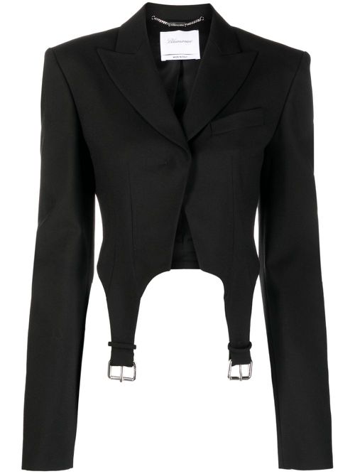 Buckle-detail cropped blazer - Black