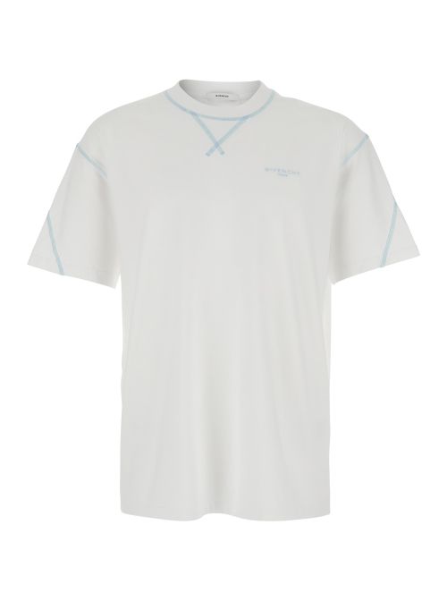 White T-Shirt With Logo On Front Cotton For Men Tshirts And Polo Shirts - Men