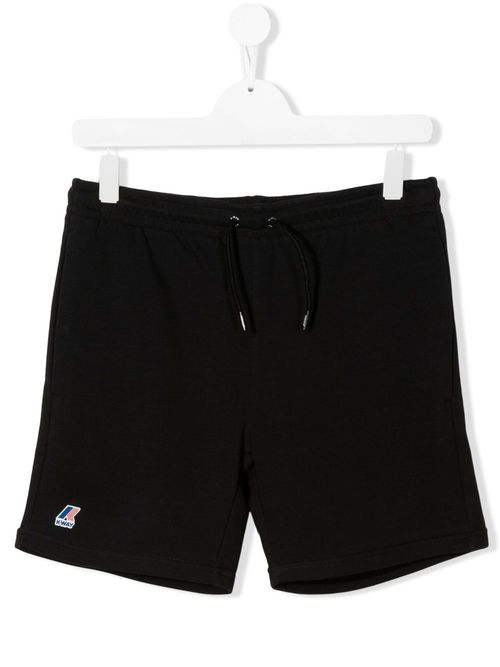 TEEN logo-print cotton track shorts - Black