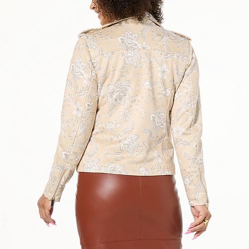 Jaclyn Smith Faux Suede Moto Jacket - Tan