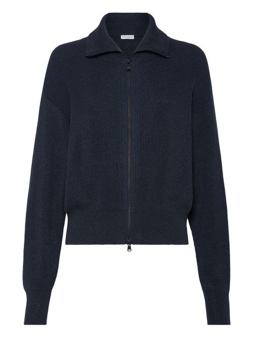 Metallic-threading cardigan - Blue