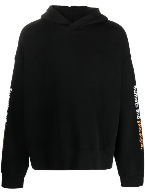 Slogan-print cotton hoodie - Black