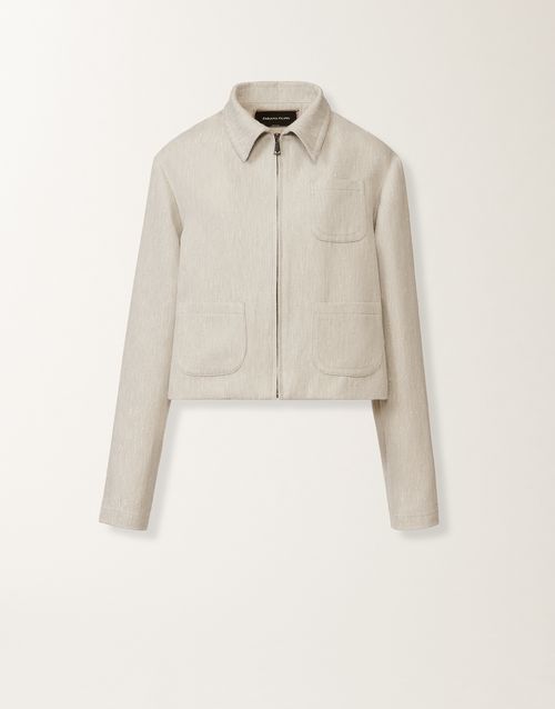 Boxy jacket in drop fil coupé tailoring, ice
