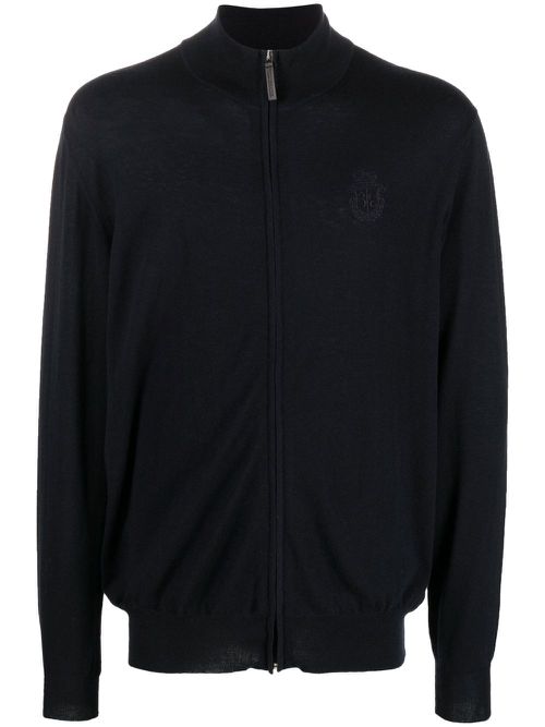 Crest cashmere-blend zip-up jumper - Blue