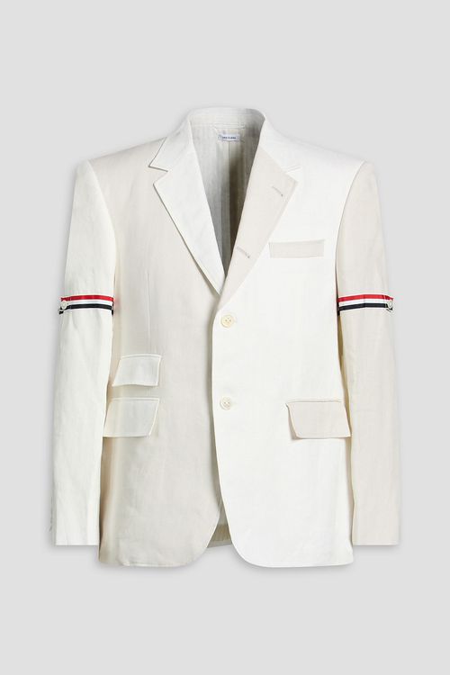 Striped linen blazer - White - 3