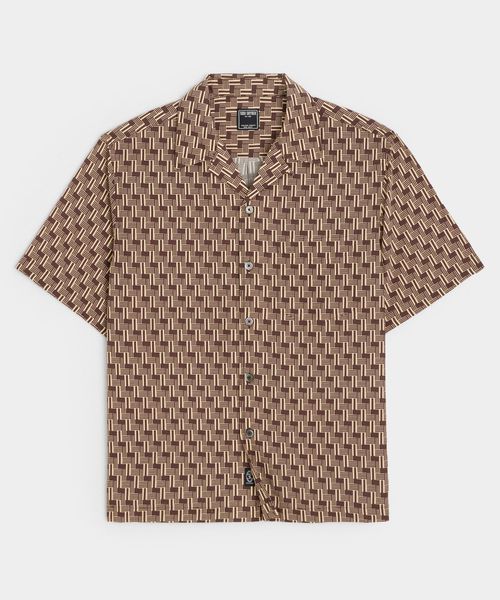 Zigzag Camp Collar Shirt in Brown