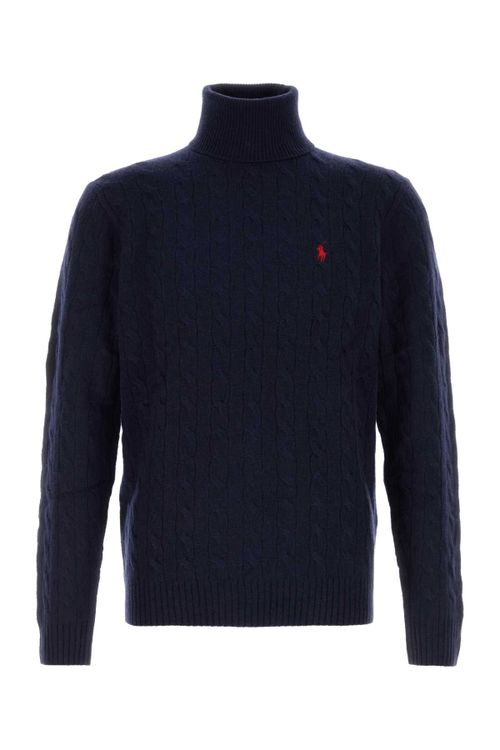 Cable-Knit Wool-Cashmere Sweater — Navy