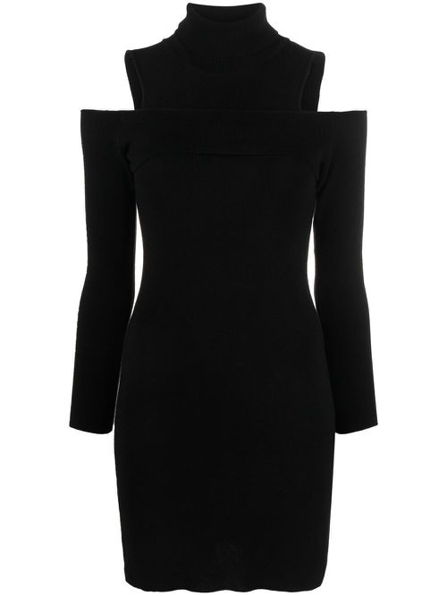 Cut-out knitted mini dress - Black