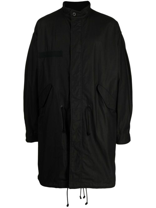 Two-pocket drawstring-waist coat - Black